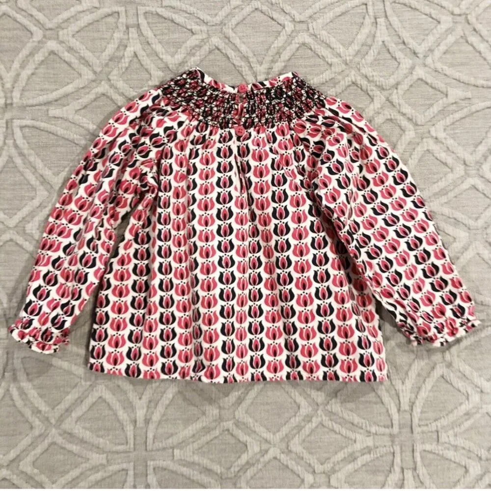 Old Navy 18-24m Pink & Black Floral Smocked Blouse Top